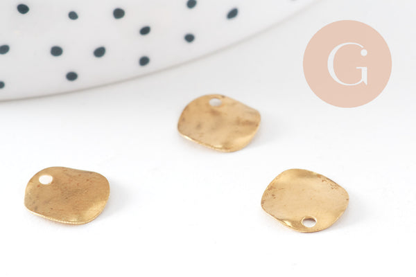 Connecteur médaille martelées laiton brut 10mm, x10 (G2563)