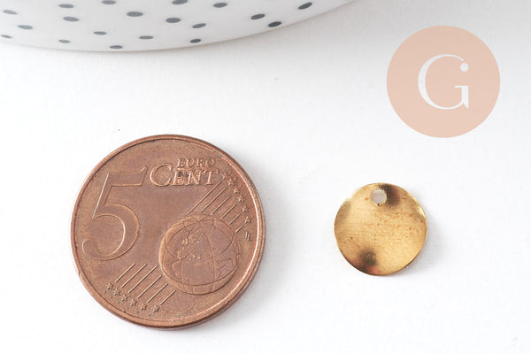 Connecteur médaille martelées laiton brut 10mm, x10 (G2563)