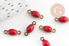 Connecteur ovale laiton brut émail rouge 10.5mm, x10 G3353
