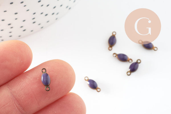 Connecteur ovale laiton brut émail violet 10.5mm, x10 (G8045)