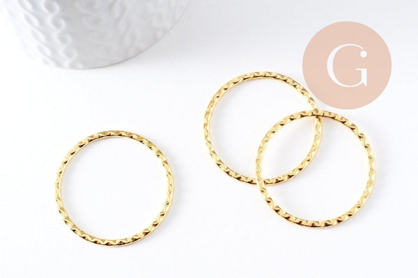 Connecteurs rond texturé zamac doré 38.5mm, x10 (G10335)