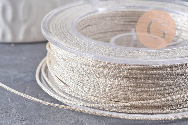 Cordon Métallique doré très clair polyester 1mm, fil pour bijoux noeud coulissant x1 mètre (G10002)