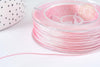 Cordon Métallisé rose clair polyester 1mm, cordon pour bijoux, x1 mètre (G7474)