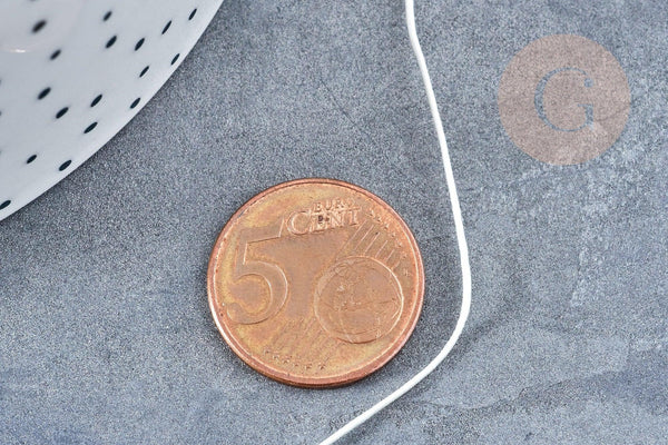 Cordon Polyester blanc cassé 0.5mm, cordon rond pour création bijoux micro macramé, x 1Mètres G8305