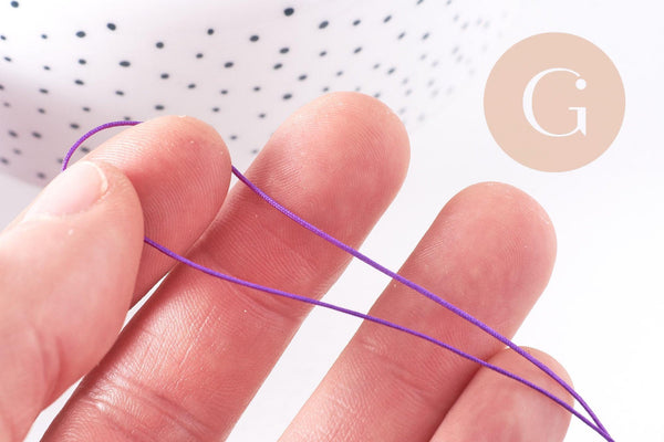 Cordon Violet tressé polyester 0.6mm, x1 mètre (G10665)