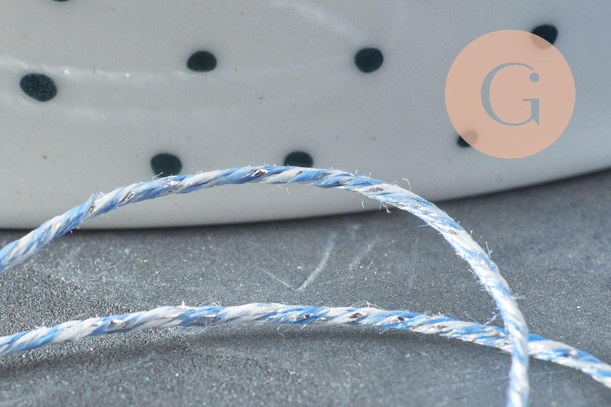 Cordon bleu argent, ruban mariage,fourniture créative, scrapbooking, largeur 0.8mm, x1 ou x5 ou x10 mètres G4795