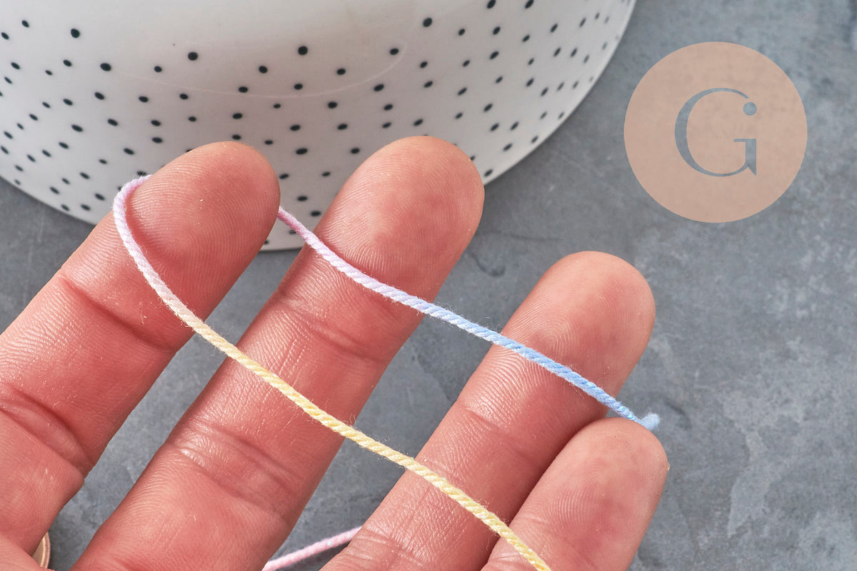 Cordon coton multicolore pastel 1mm, x5 mètre (G11330)-Cordons pour bijoux et perles-Gingerlily Perles