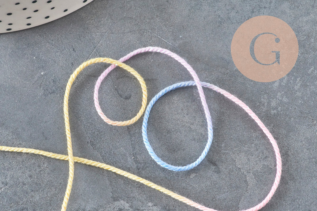 Cordon coton multicolore pastel 1mm, x5 mètre (G11330)-Cordons pour bijoux et perles-Gingerlily Perles