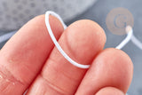 Cordon élastique Polyester blanc 1mm, cordon élastique rond création bijoux, les 5 mètres, G8303