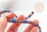 Cordon ethnique bleu rouge multicolore 7mm,cordon pour bijoux d'inspiration africaine, x1 mètre G9113