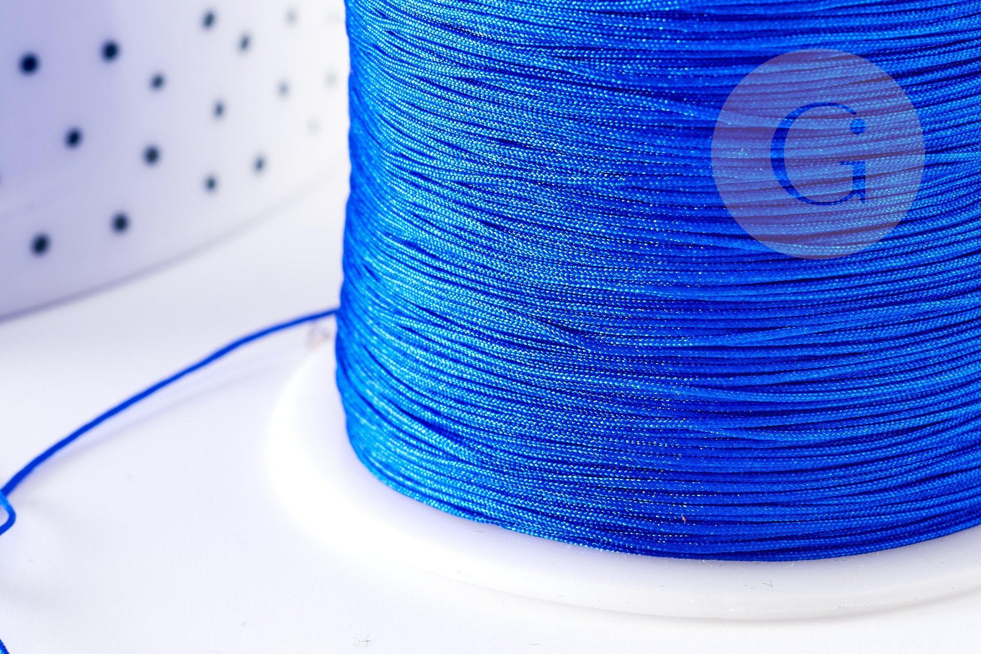 Cordon fil de jade bleu roi polyester 0.5mm, cordon pour création de bijoux x1 mètre G9333