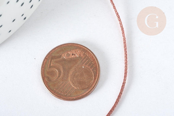 Cordon métallisé tressé vieux rose polyester, x1 mètre (G7473)