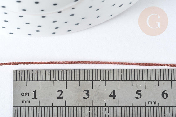 Cordon métallisé tressé vieux rose polyester, x1 mètre (G7473)
