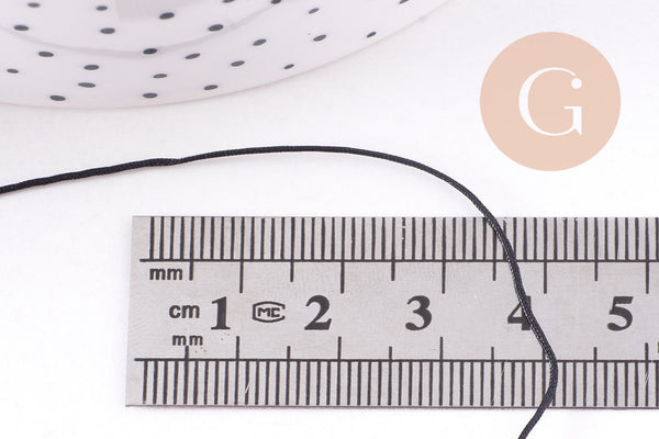 Cordon noir tressé polyester 0.6mm, x1 mètre (G10669)