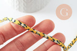 Cordon nylon élastique Léopard jaune noir 4mm, x1 mètre G9807