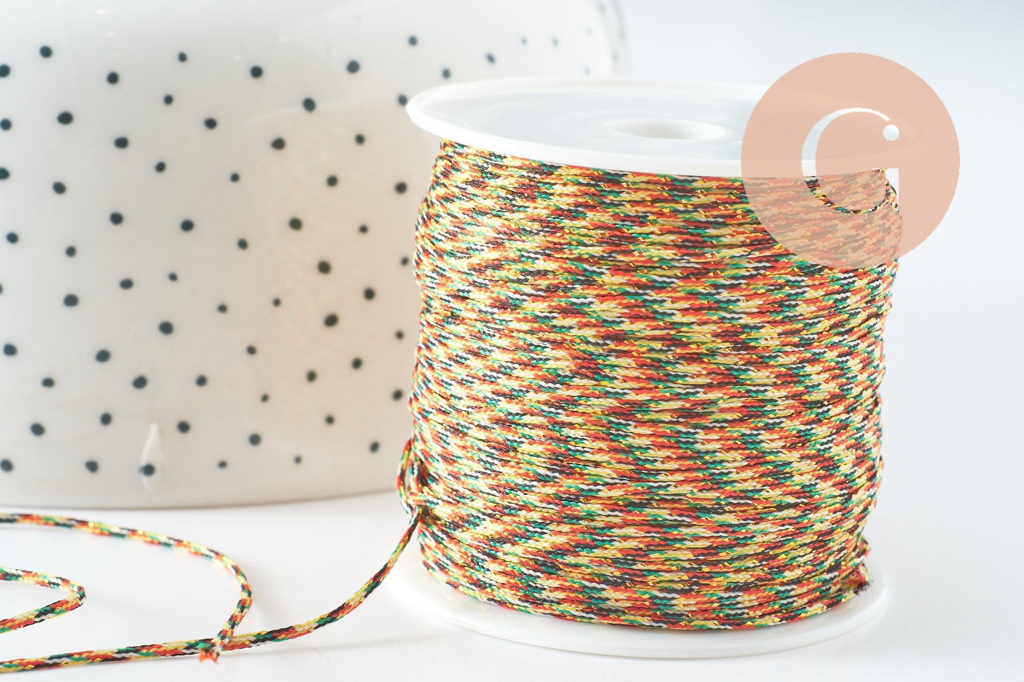 Cordon nylon métallique multicolore 0.8mm,un cordon pour création de bijoux DIY, x1 mètre G9767