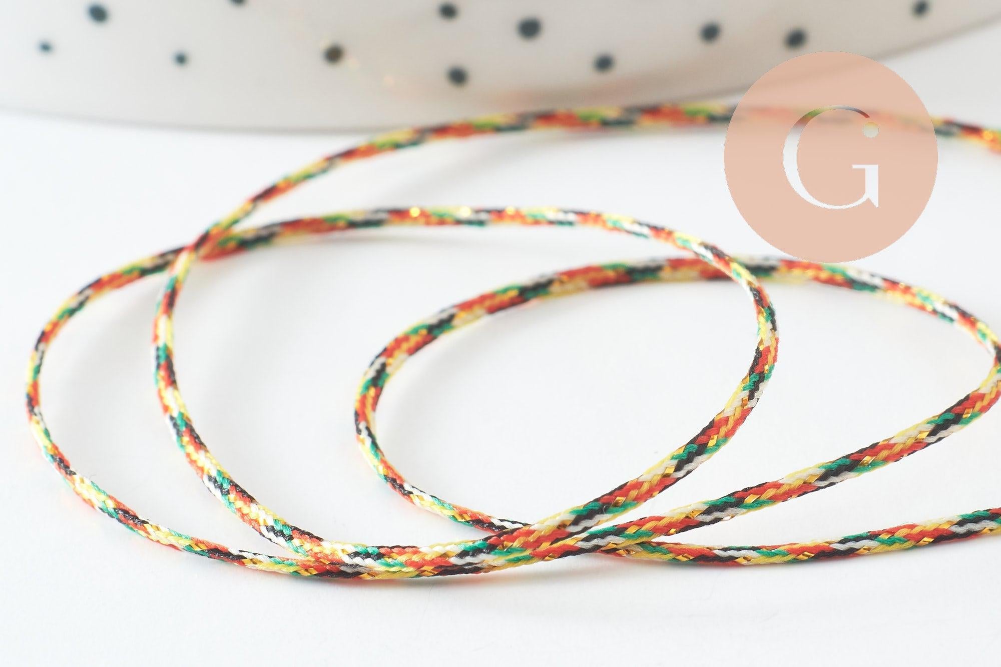 Cordon nylon métallique multicolore 0.8mm,un cordon pour création de bijoux DIY, x1 mètre G9767