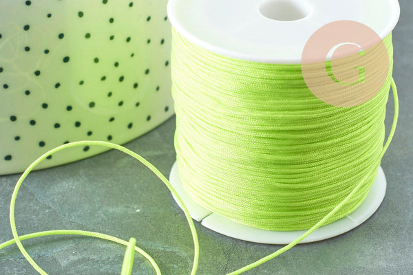 Cordon pour bijoux polyester jaune fluorescent 0.8mm, cordon fil de jade pour bijoux, x1 mètre G9455