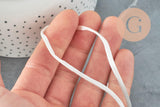 Cordon queue de rat polyester blanc 2mm, x1 ou x5 ou x10 mètres (G1105)