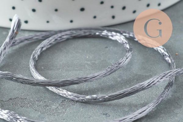 Cordon queue de rat polyester satin gris 2mm, x5 mètres (G1808)