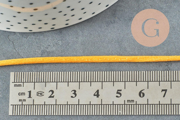 Cordon queue de rat polyester satin jaune brillant 2mm, x5 mètres (G2713)