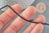 Cordon queue de rat satin polyester noir brillant 2mm, x 5mètres (G2513)
