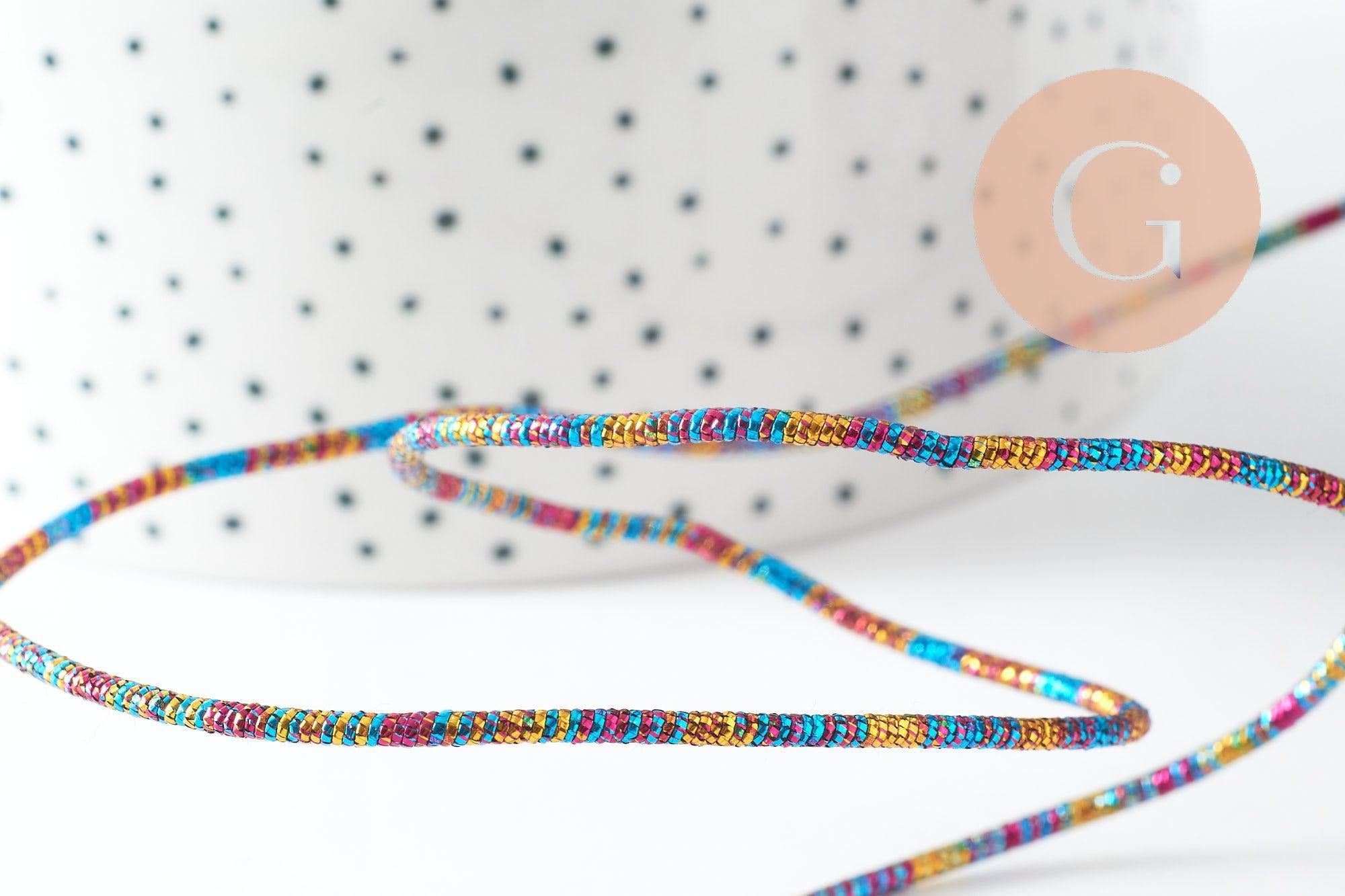 Cordon rigide polyester multicolore 2mm, x 1Mètre G9636