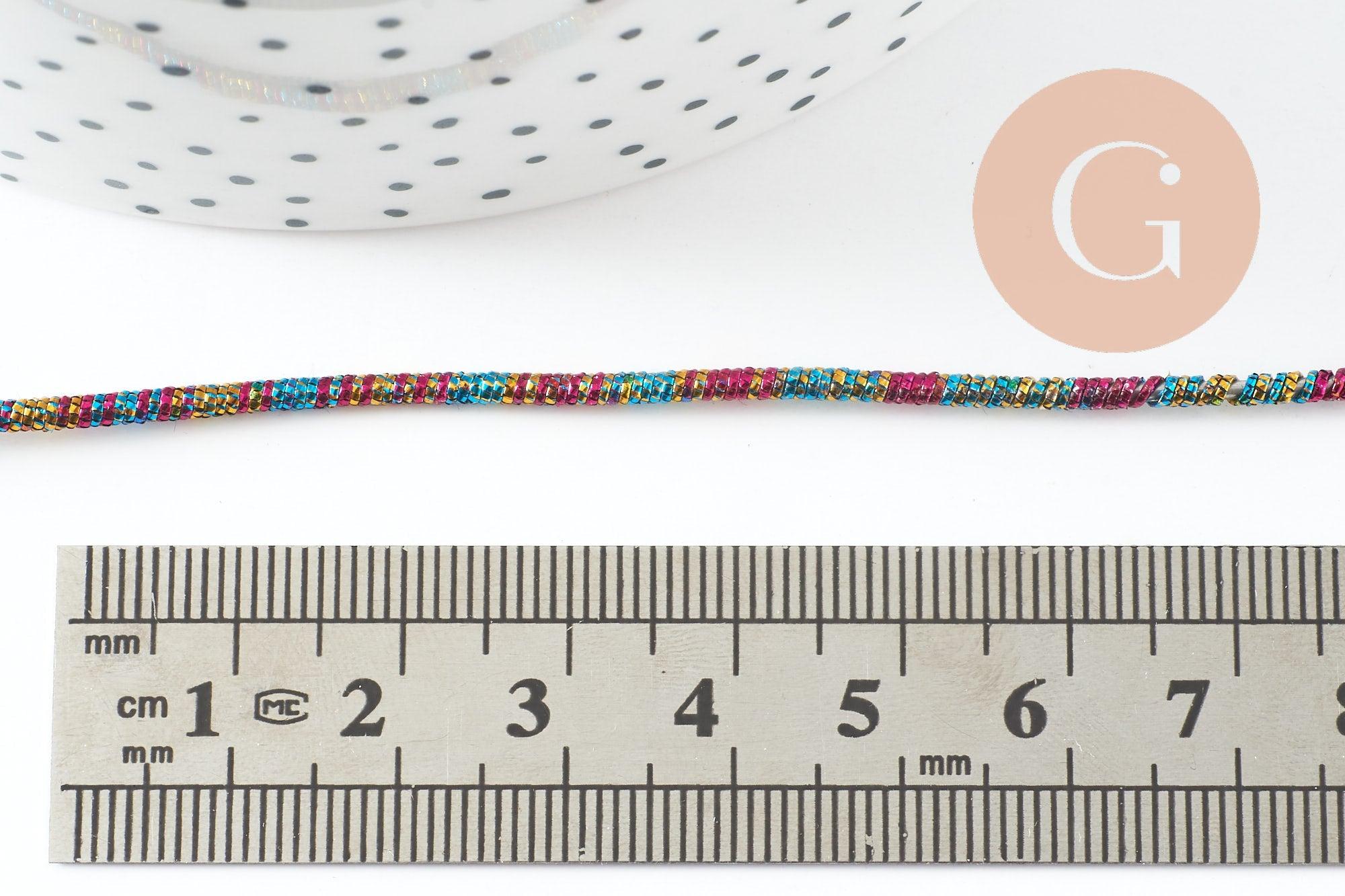 Cordon rigide polyester multicolore 2mm, x 1Mètre G9636