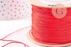 Cordon rouge foncé tressé polyester 0.6mm, x1 mètre (G10667)