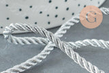 Cordon satiné torsadé argent 2-3mm, x1 ou x5 mètres (G1382)