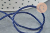 Cordon satiné torsadé bleu marine 2mm, x1 mètre (G4593)