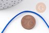 Cordon satiné torsadé bleu roi 2mm, x1 mètre (G10886)