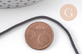Cordon satiné torsadé noir 2mm, x1 mètre (G10885)