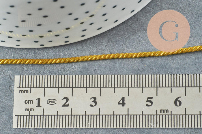 Cordon satiné torsadé or foncé 2mm, x1 mètre (G4594)