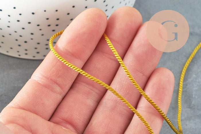 Cordon satiné torsadé or foncé 2mm, x1 mètre (G4594)