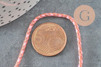 Cordon tressé Rose corail taupe 2mm, cordon pour bijoux,cordon multicolore scrapbooking,corde décoration, x1 mètre G5813