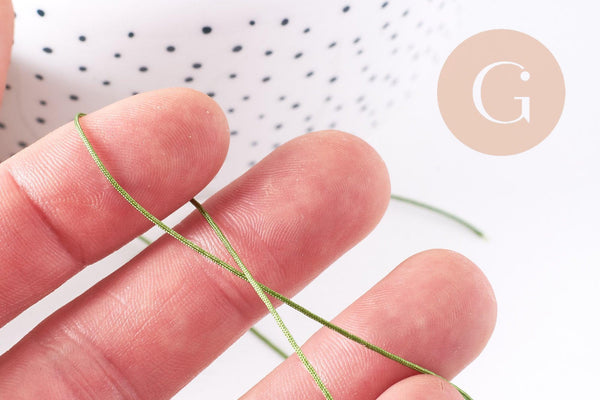 Cordon vert kaki tressé polyester 0.6mm, x1 mètre (G10663)