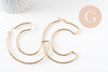 Créole lettre C acier doré, bijoux acier inoxydable, création bijoux, oreille percée,sans nickel, boucles acier, 75.5mm,la paire (G4286)