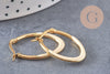 Créole ovale acier doré émail blanc,boucles acier doré inoxydable,30x20mm la paire (G4200)