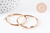 Créoles acier 304 inoxydable doré or rose 36mm, la paire (G10078)