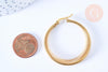 Créoles acier doré 23.5mm, bijoux doré,cadeau anniversaire, oreille percée,sans nickel, boucles acier, la paire (G6640)