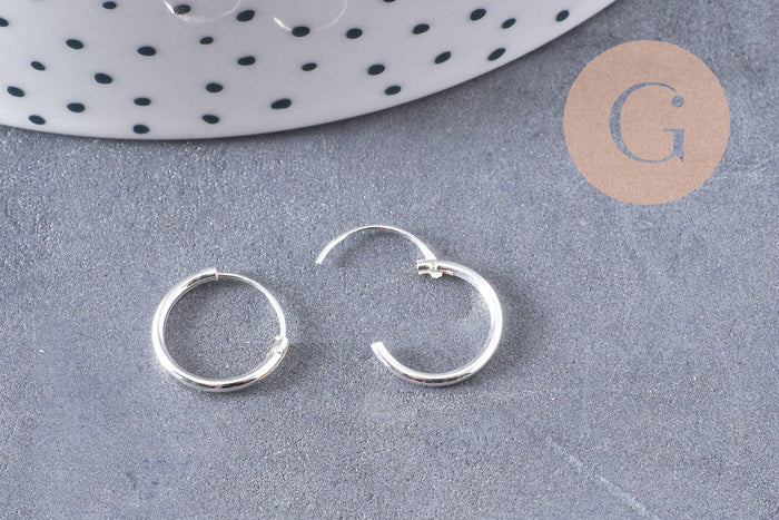 Créoles fine argent 925 massif 10mm, la paire (G3261)