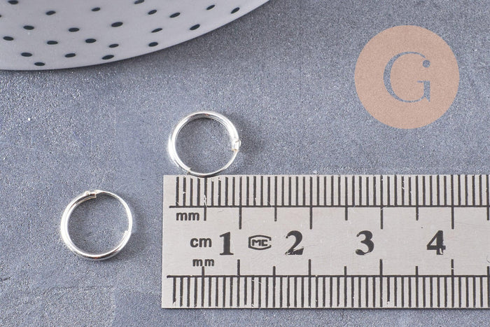 Créoles fine argent 925 massif 10mm, la paire (G3261)