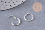 Créoles fine argent 925 massif 12mm, x1 paire (G5410)