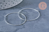 Boucles créoles fine argent massif 925 40mm, x2 (G8861)