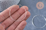 Boucles créoles fine argent massif 925 40mm, x2 (G8861)