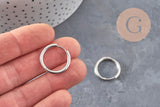 Créoles interchangeable acier 304 inoxydable platine 20mm, x1 paire (G11048)