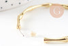 Créoles laiton doré 18k ouverte bambou 52.5mm, bijoux doré et argent 925, la paire (G4783)