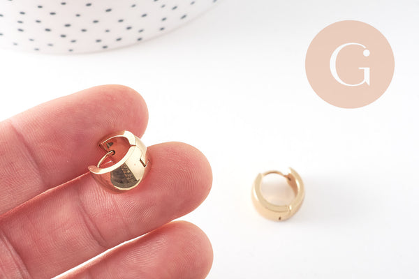 Créoles large acier doré 18k, bijoux doré,17.5mm, la paire (G4260)