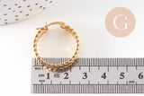 Créoles larges acier doré, oreille percée,sans nickel, boucles sans nickel, boucles acier, 27mm la paire (G0213)